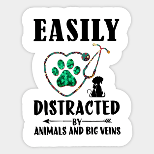 Easily Distracted By Animals And Big Veins Sticker